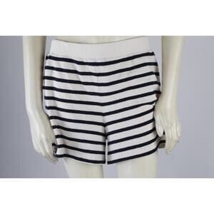 Wyeth Shorts S Navy Blue White Stripe Cotton Elastic High Waist Casual Summer